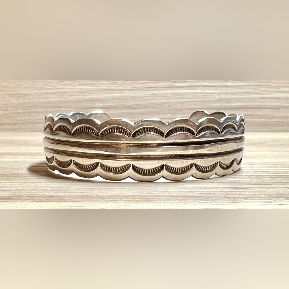 Vintage Navajo Mike Chee Sterling Silver Cuff Bracelet